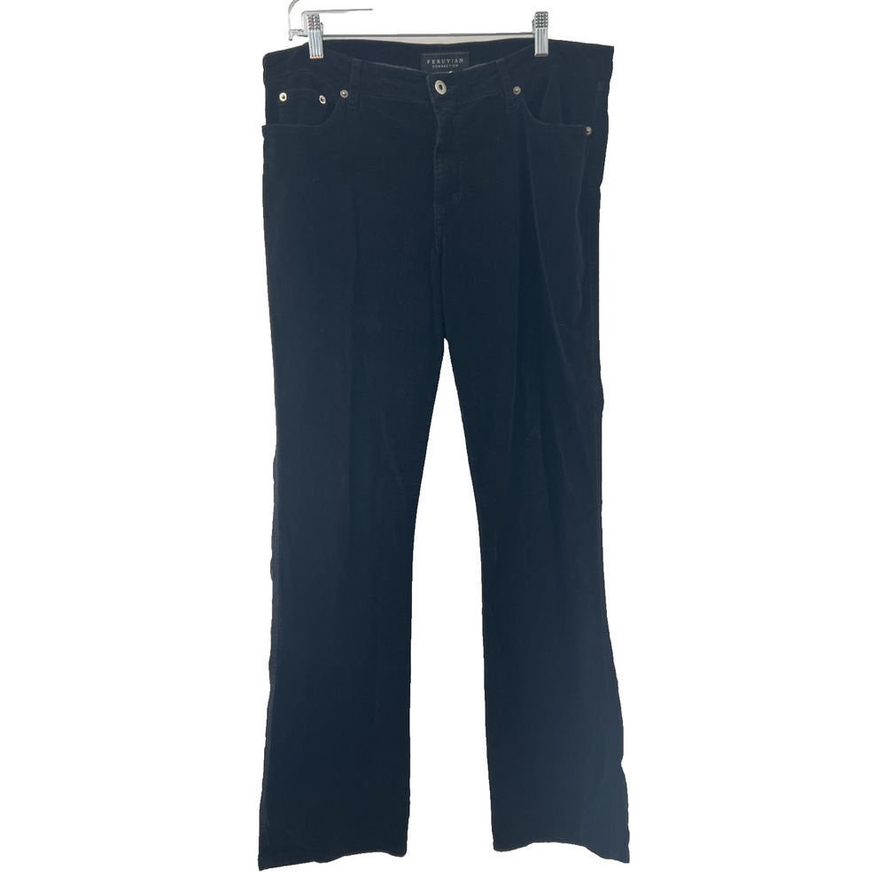 Peruvian Connection Women's Solid Black Bootcut Pants Size 14